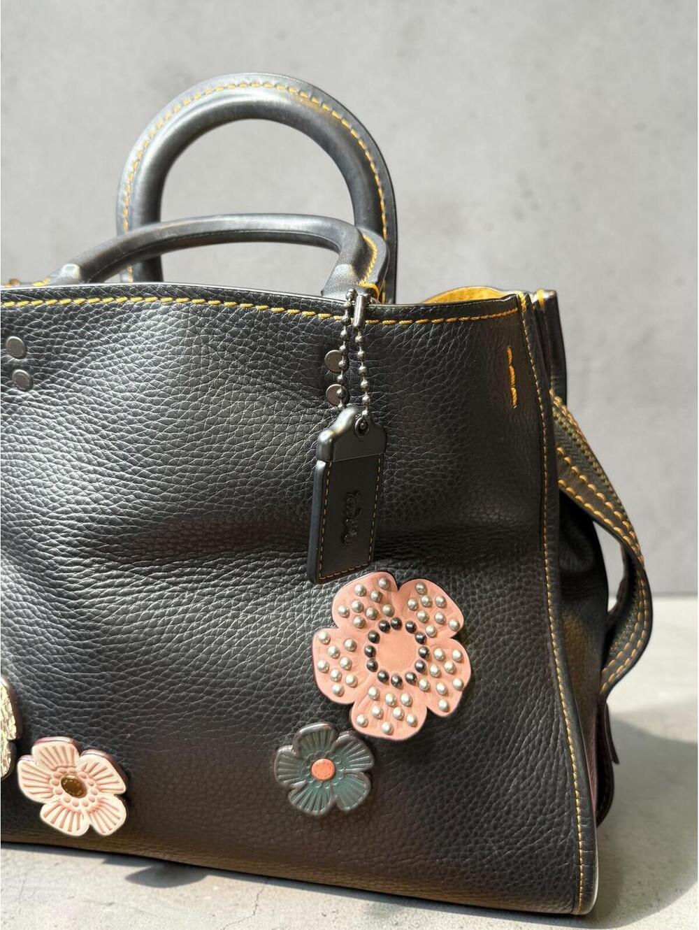Coach Rogue 31 with Tea Rose Flowers, Glove-Tanned Leather Satchel Rare - Picture 5 of 15